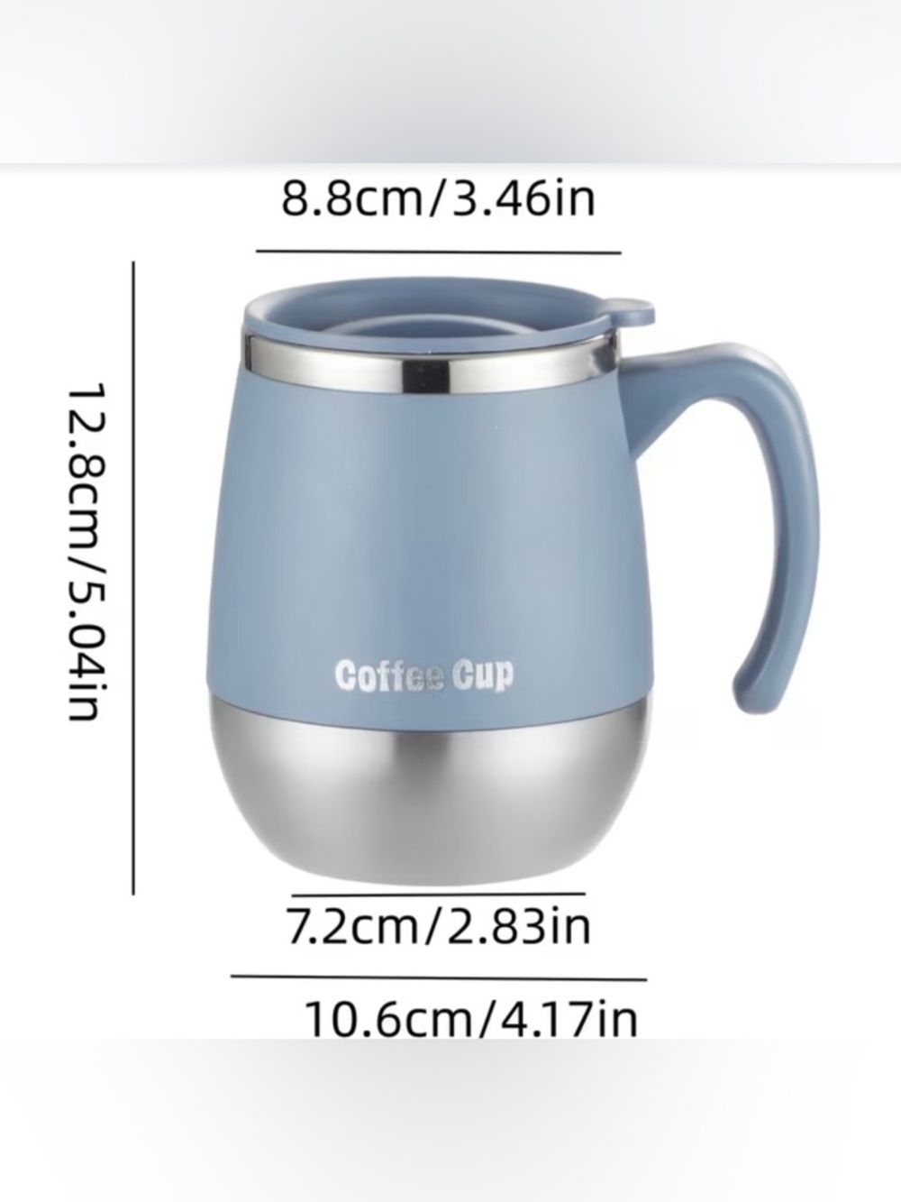 Large Insulated Stainless Steel Coffee Mug with Lid - Khaki/Tan - Picture 2 of 5